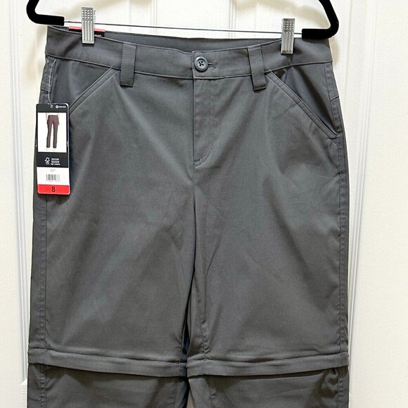 New Eddie Bauer Convertible Performance Pants Size 8 Grey Adjustable Length UPF - Picture 4 of 13